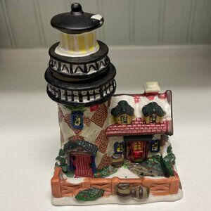 Santa's Workbench Ceramic Holiday Lighthouse Christmas Village Nautical